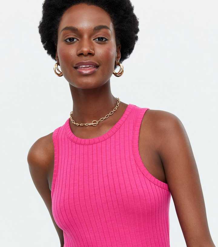 RIBBED VEST BODYSUIT - PINK