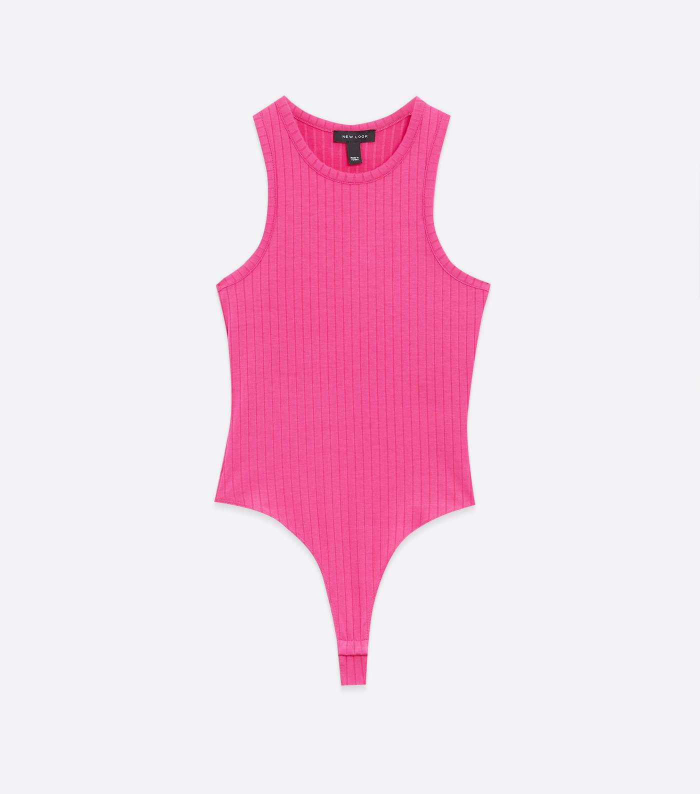 Bright Pink Ribbed Racer Bodysuit Image 5