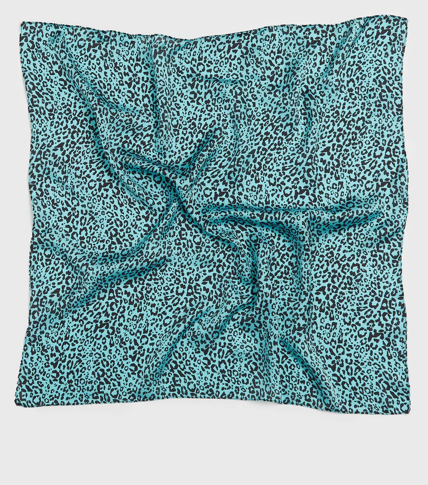 Blue Leopard Print Satin Bandana Headscarf Image 2