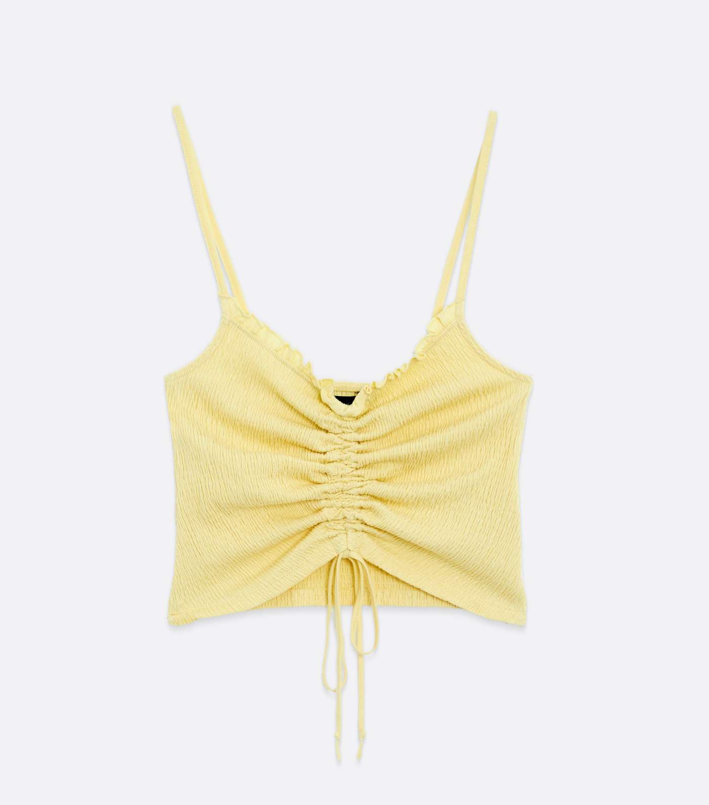 Pale Yellow Shirred Ruched Crop Cami Image 5