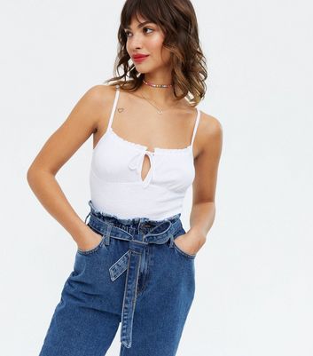 White Square Neck Milkmaid Crop Cami New Look