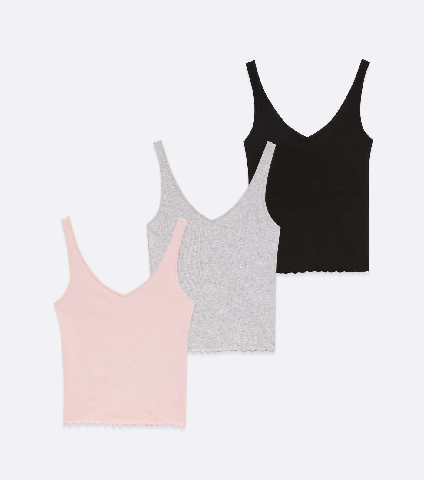 3 Pack Pink Grey and Black V Neck and Back Vests Image 5
