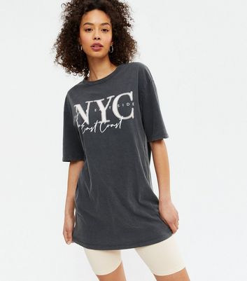 Women's Black Tall New York Print Oversized T-shirt