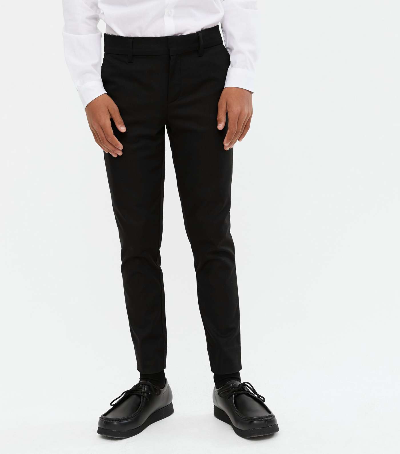 Boys Black Skinny Fit Trousers Image 2