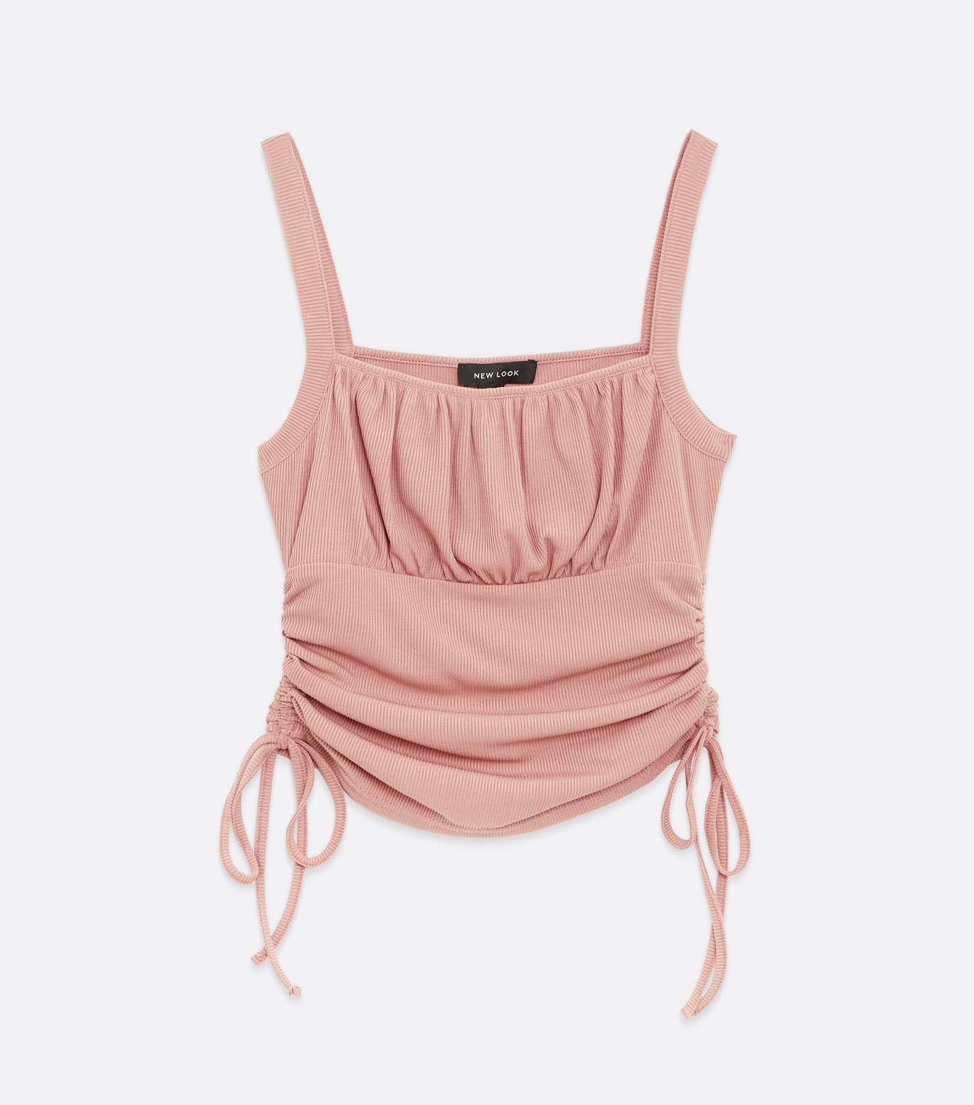 Pale Pink Ribbed Ruched Side Cami Image 5