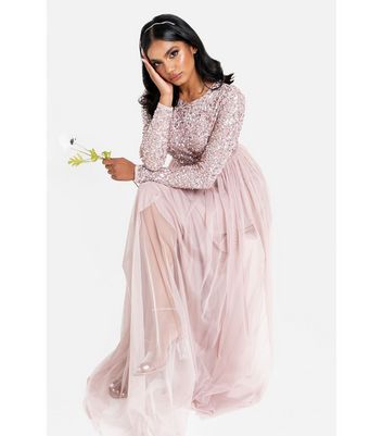 Click to view product details and reviews for Maya Curves Pale Pink Sequin Short Sleeve Maxi Dress New Look.