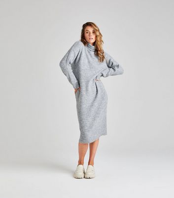 Urban Bliss Pale Grey Roll Neck Jumper Dress New Look