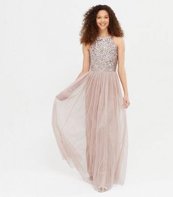 new look pink sequin dress