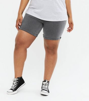 grey denim cycling shorts