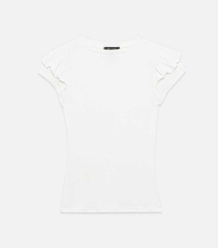 white t shirt frill sleeve