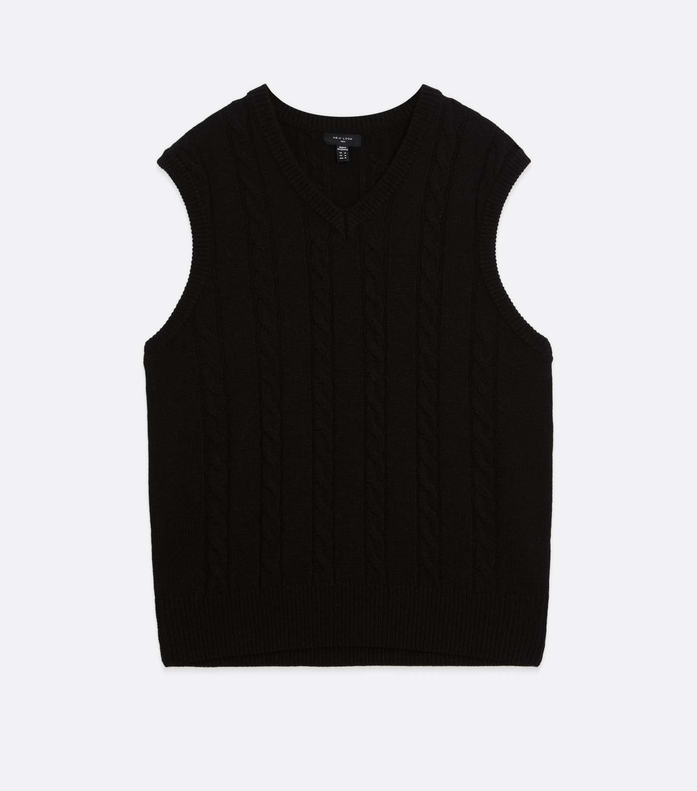 Black Cable Knit Relaxed Fit Vest Jumper Image 5