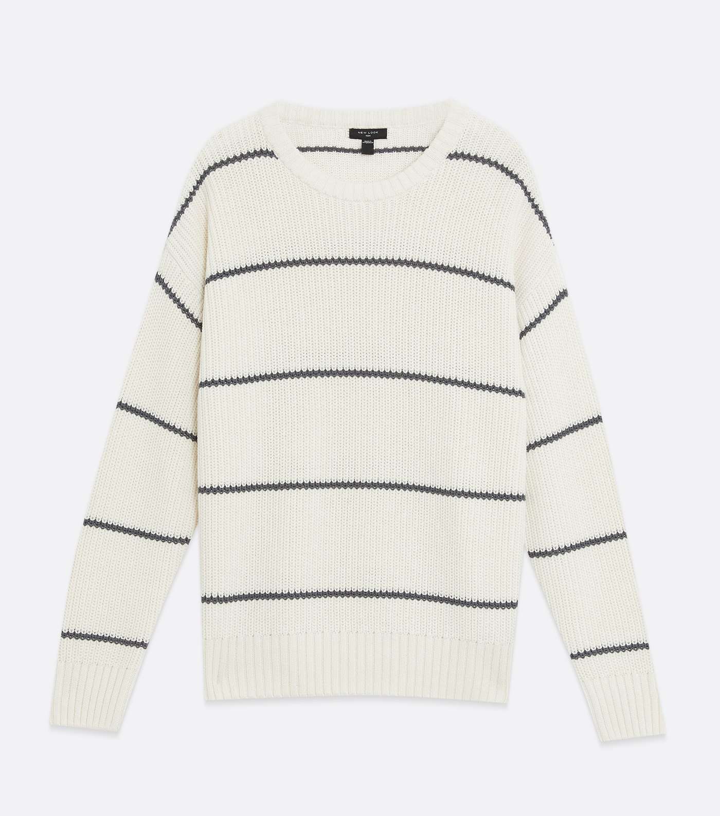 Off White Stripe Ribbed Relaxed Fit Jumper Image 5