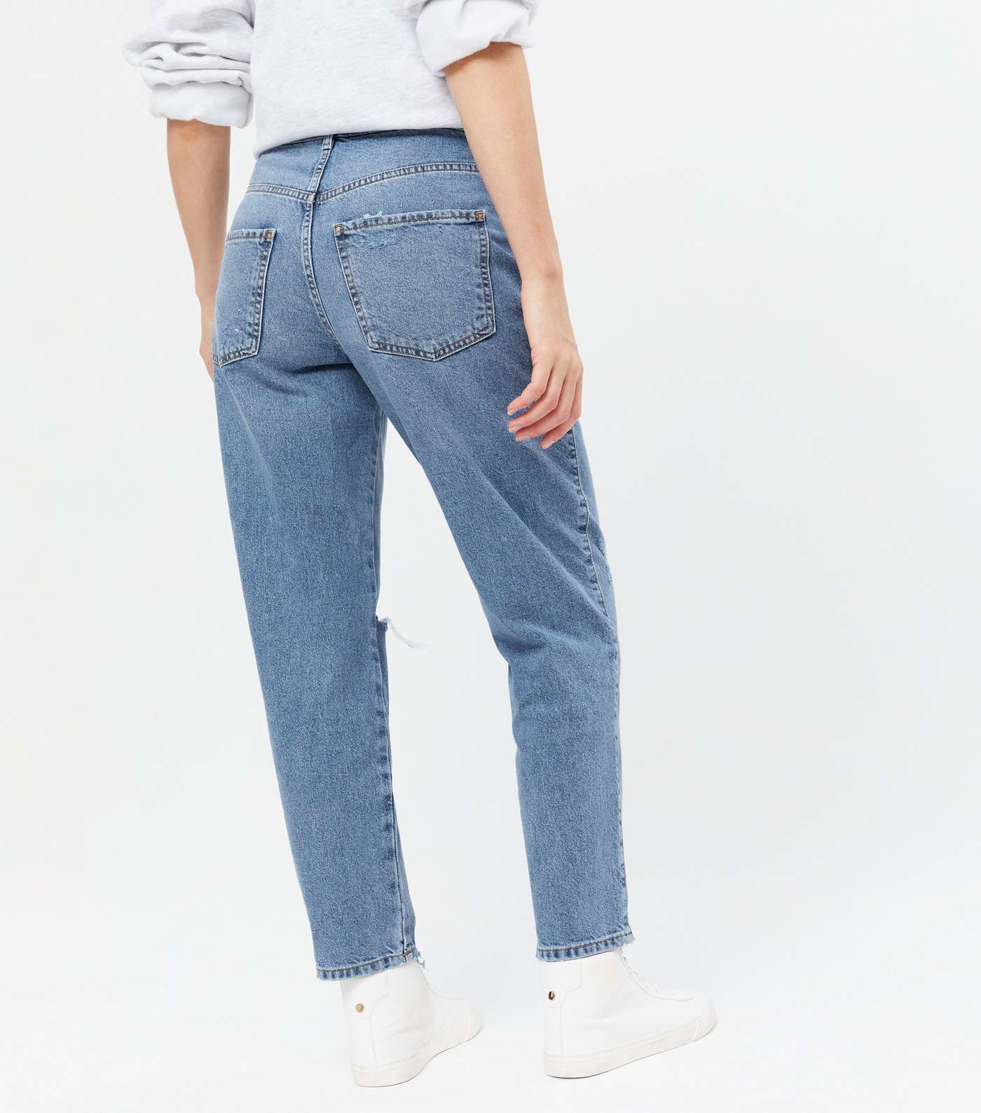 Blue Ripped Low Rise Ankle Grazing Boyfriend Jeans Image 4