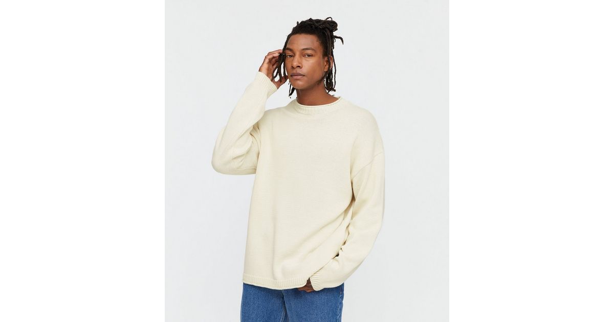 Off White Fine Knit Crew Jumper | New Look