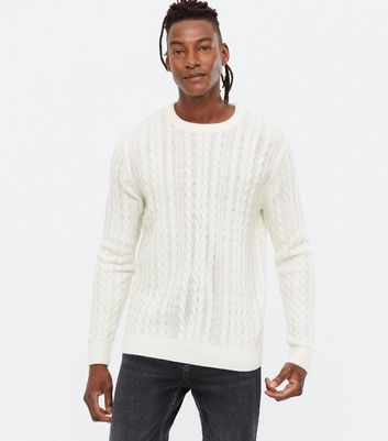 White cable knit hot sale jumper mens