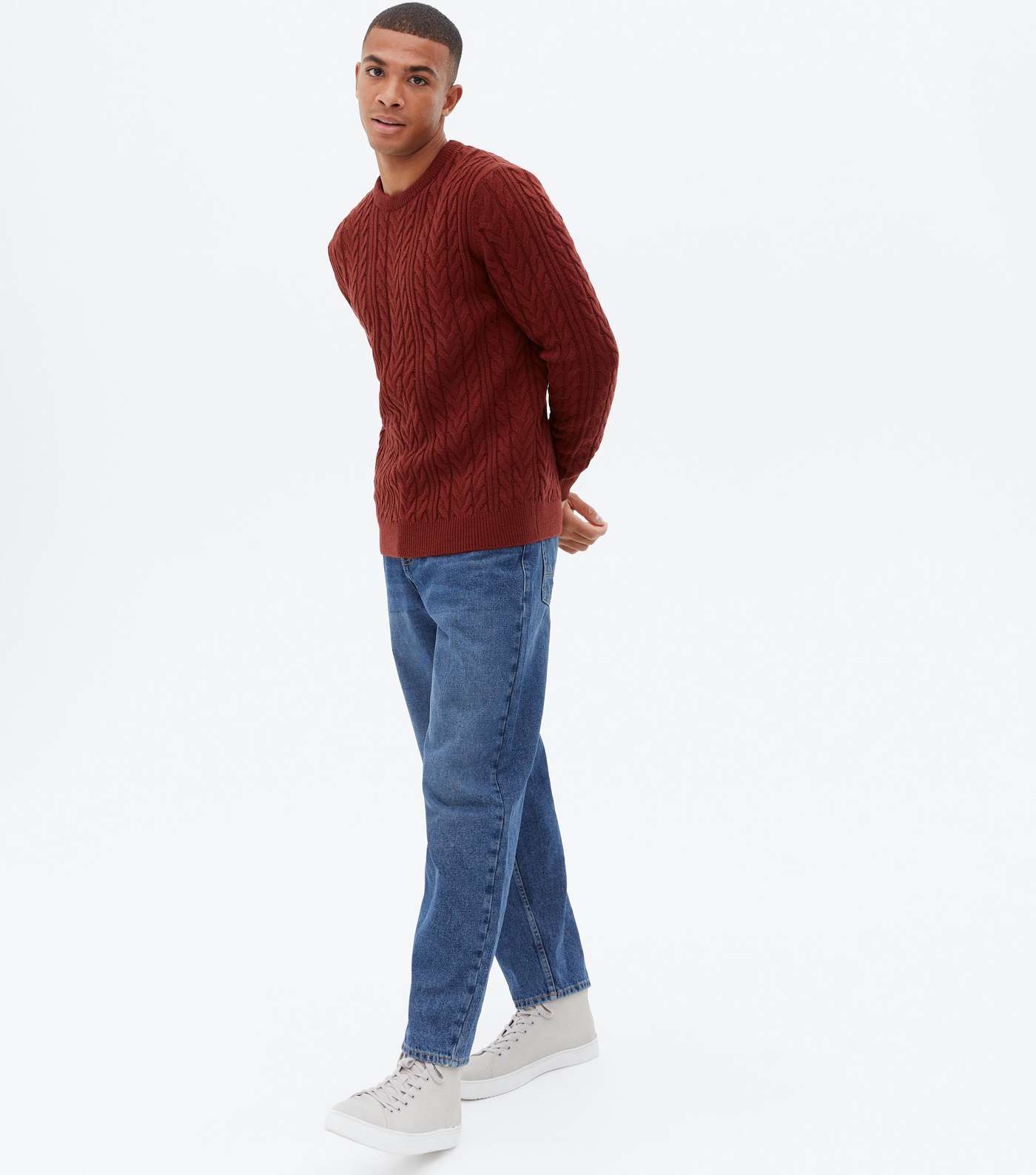 Rust Cable Knit Crew Jumper Image 2