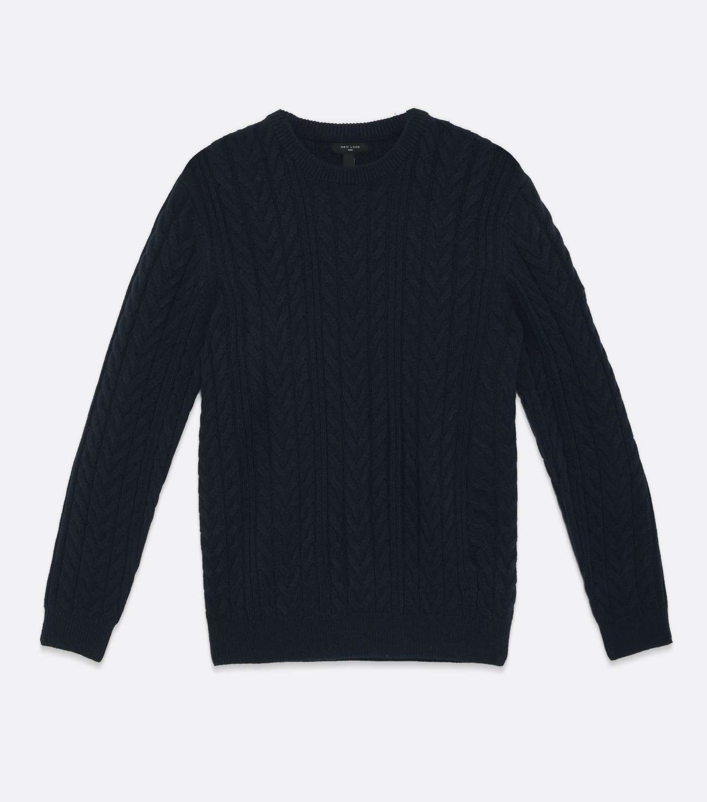 Navy Cable Knit Crew Jumper Image 6