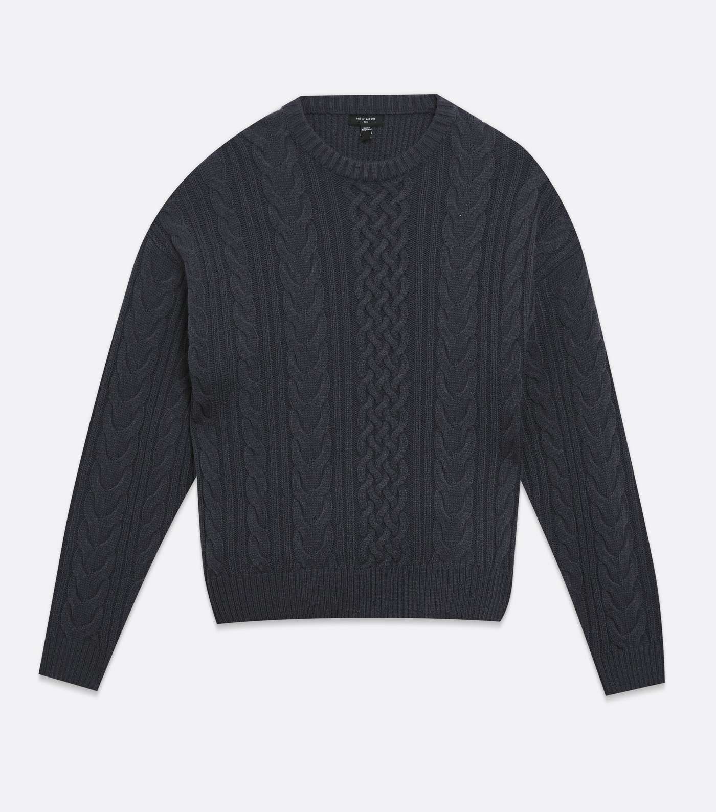 Grey Cable Knit Relaxed Fit Crew Jumper Image 5