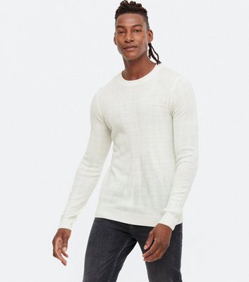 Mens white outlet ribbed jumper