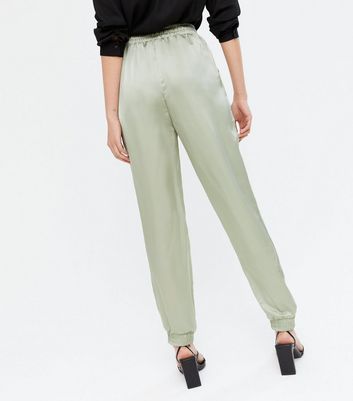 Khaki satin joggers Clearance