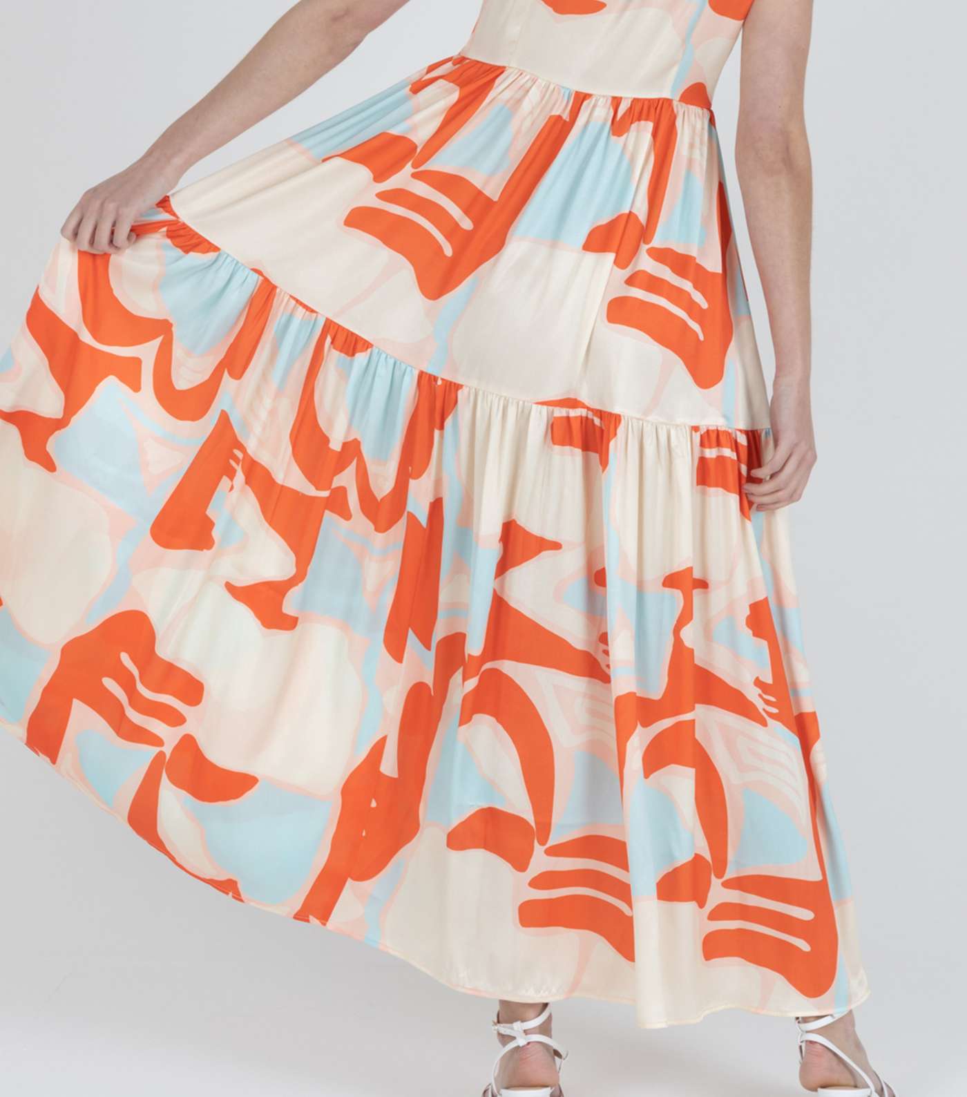 Zibi London Pale Pink Satin Abstract Print Maxi Dress Image 4