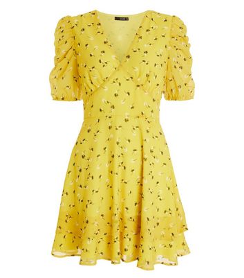 pale yellow floral dress Big sale - OFF 70%