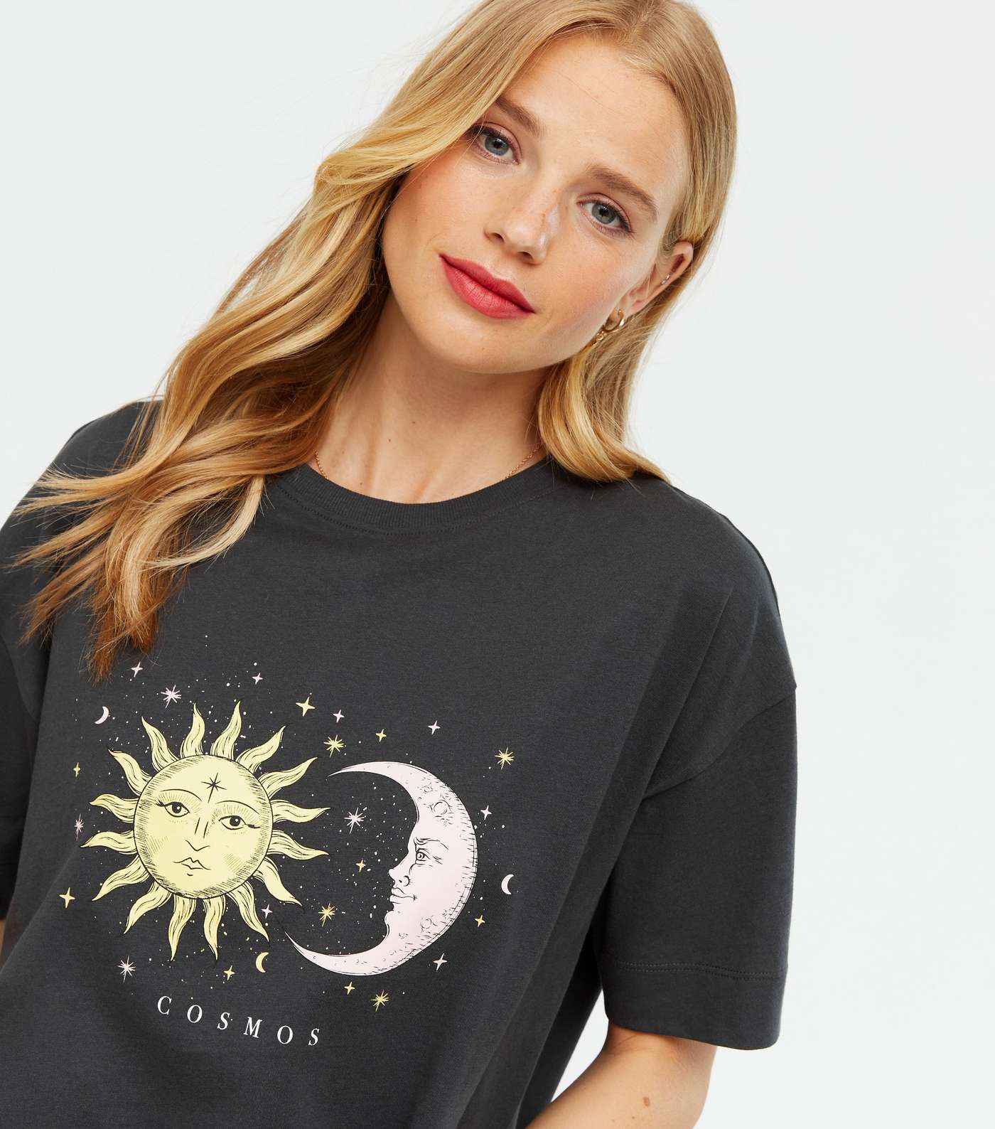 Black Sun and Moon Cosmos Logo Oversized T-Shirt  Image 3