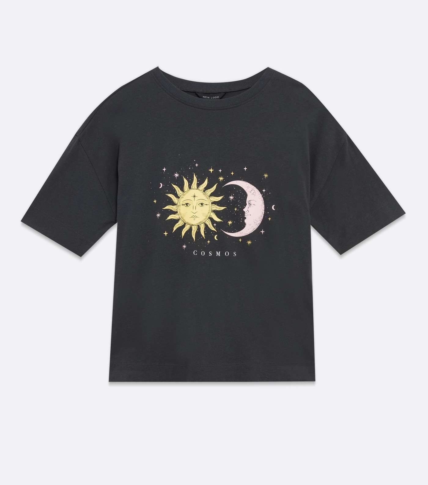 Black Sun and Moon Cosmos Logo Oversized T-Shirt  Image 5