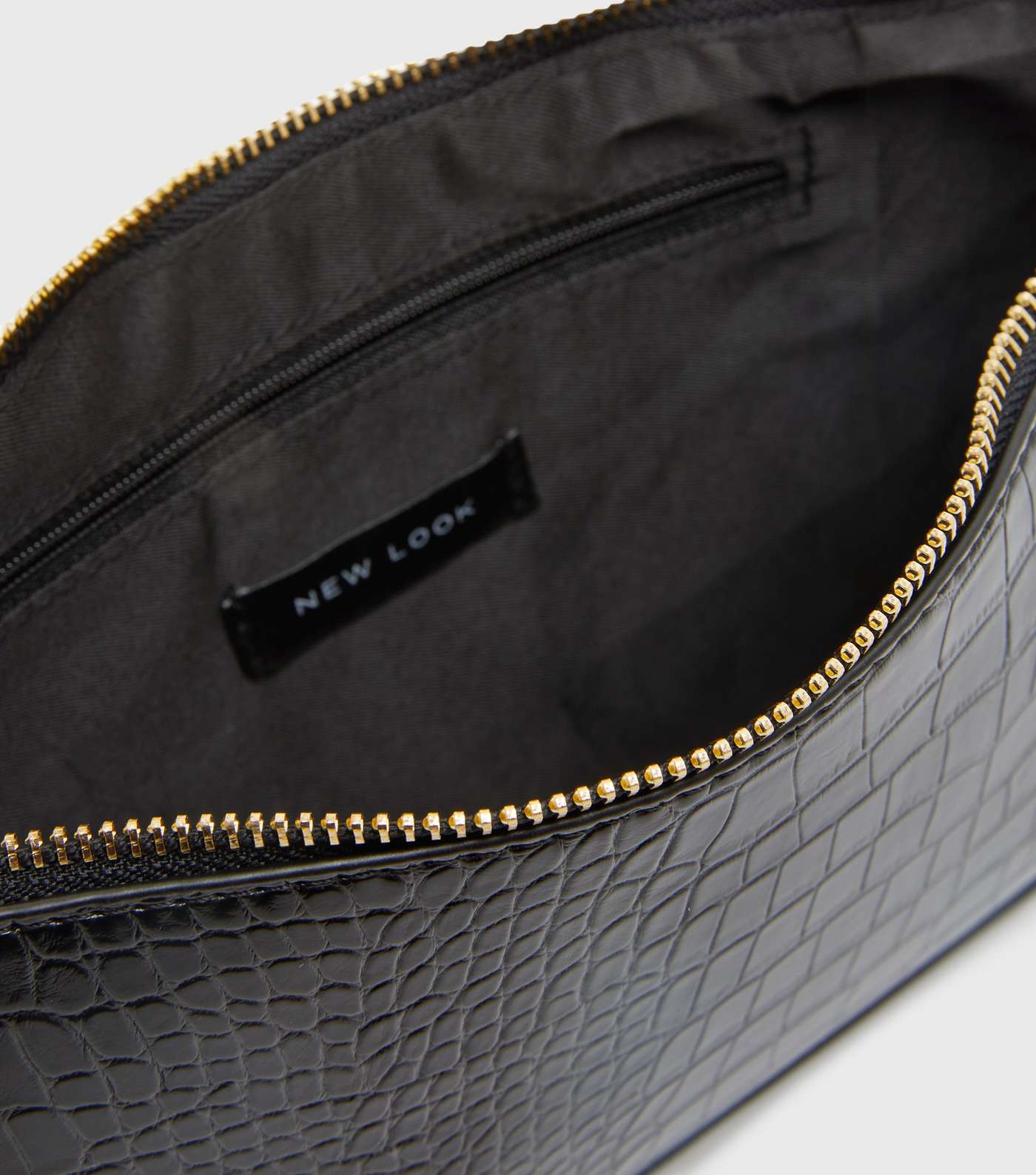 Black Faux Croc Chain Shoulder Bag Image 4