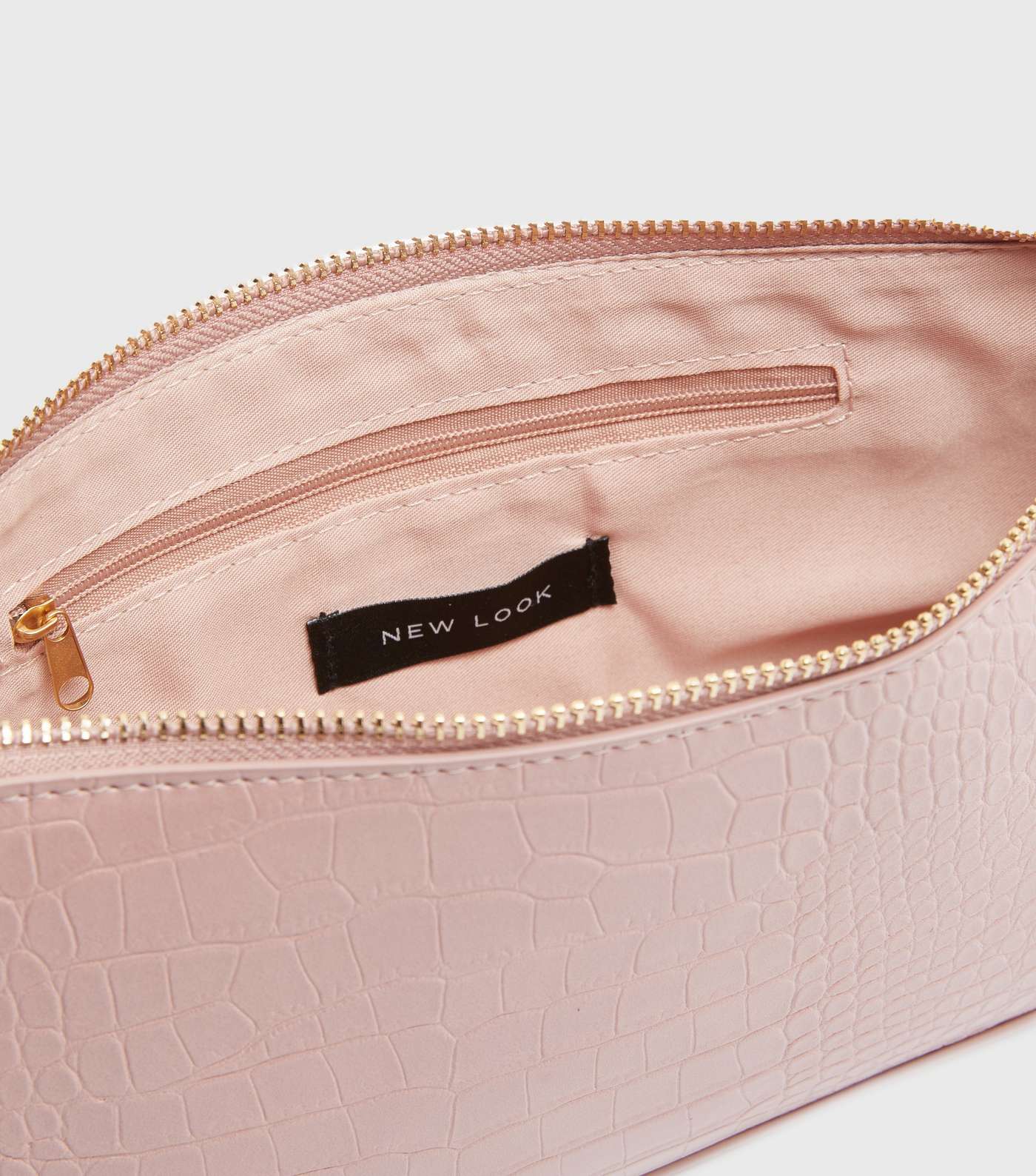 Pale Pink Faux Croc Chain Shoulder Bag Image 4