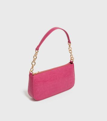 The Route 66 XS Croc Effect Faux Leather Shoulder Bag Pink