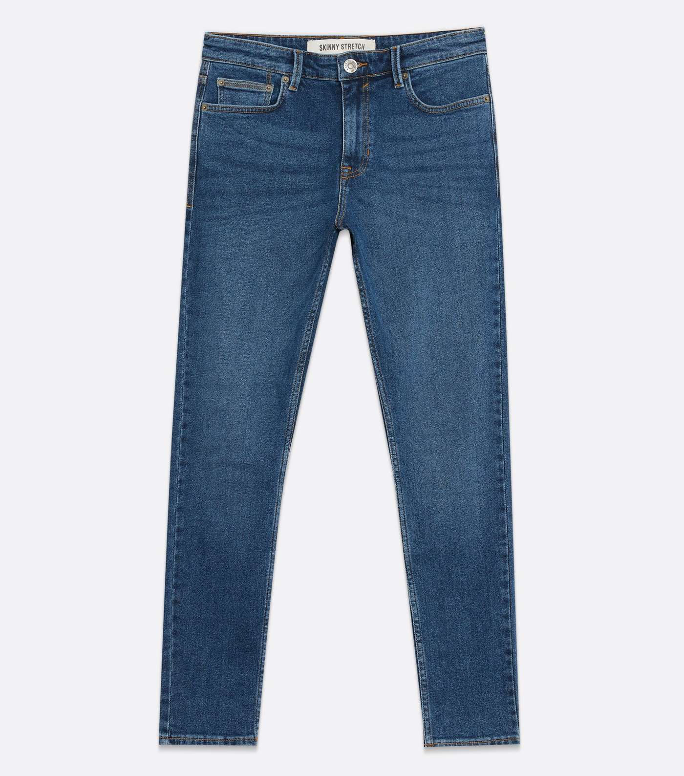 Blue Mid Wash Skinny Stretch Jeans Image 5
