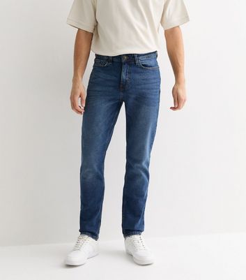 mens mid wash slim jeans