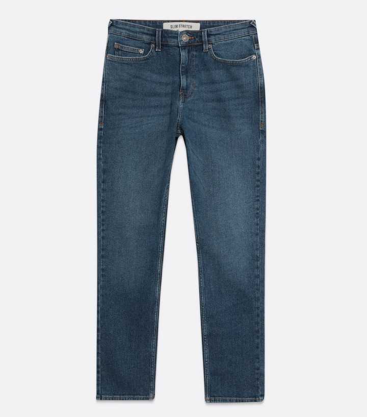 Buy Men Blue Mid Wash Slim Tapered Jeans Online - 777046