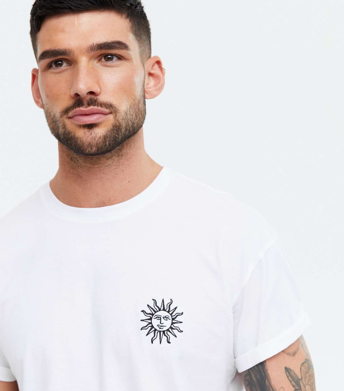 White Sun Embroidered T-Shirt Image 3