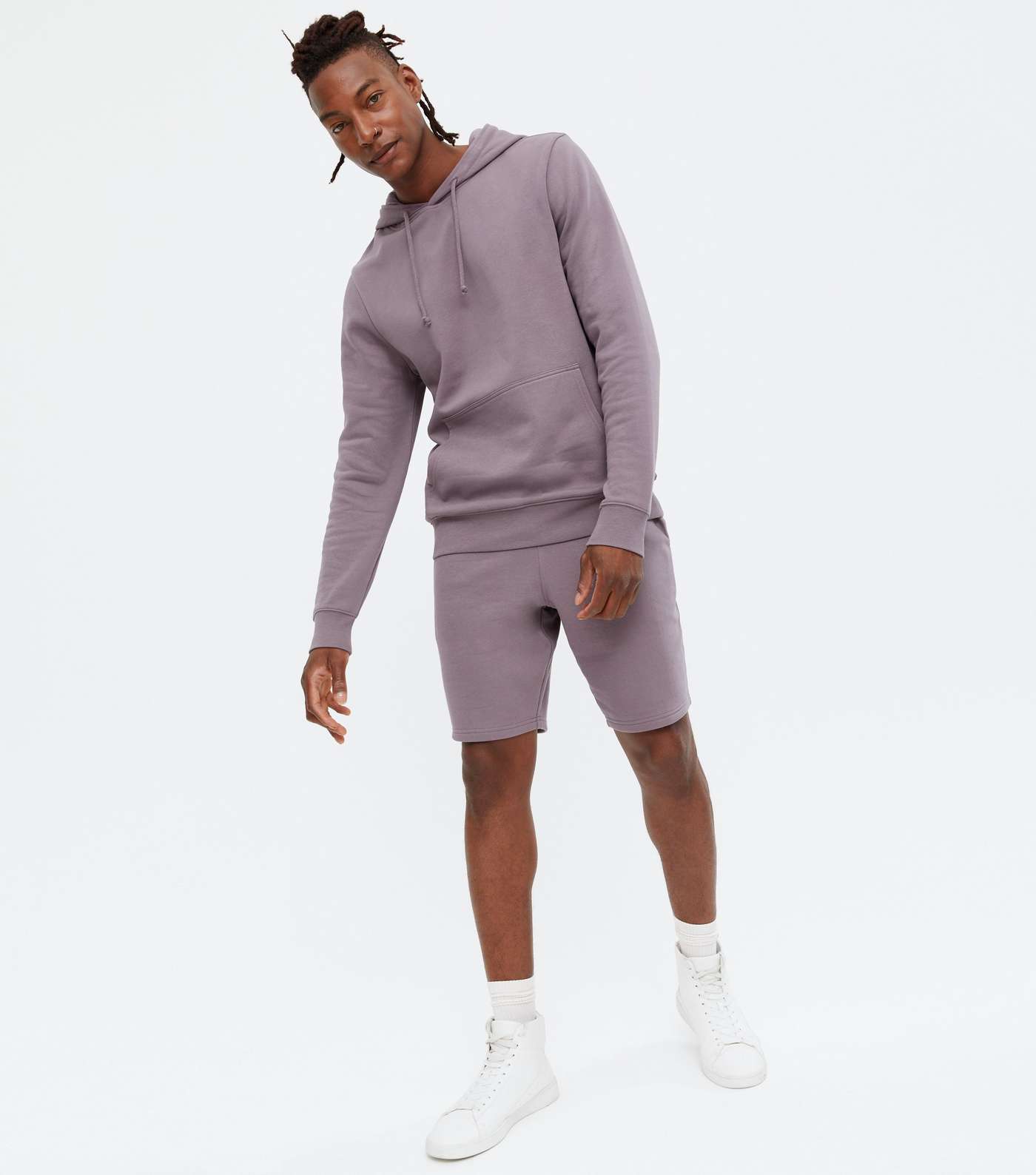 Lilac Jersey Pocket Front Hoodie Image 2