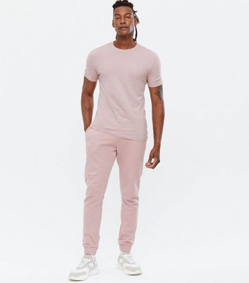 Mid Pink Jersey Tie Waist Joggers New Look