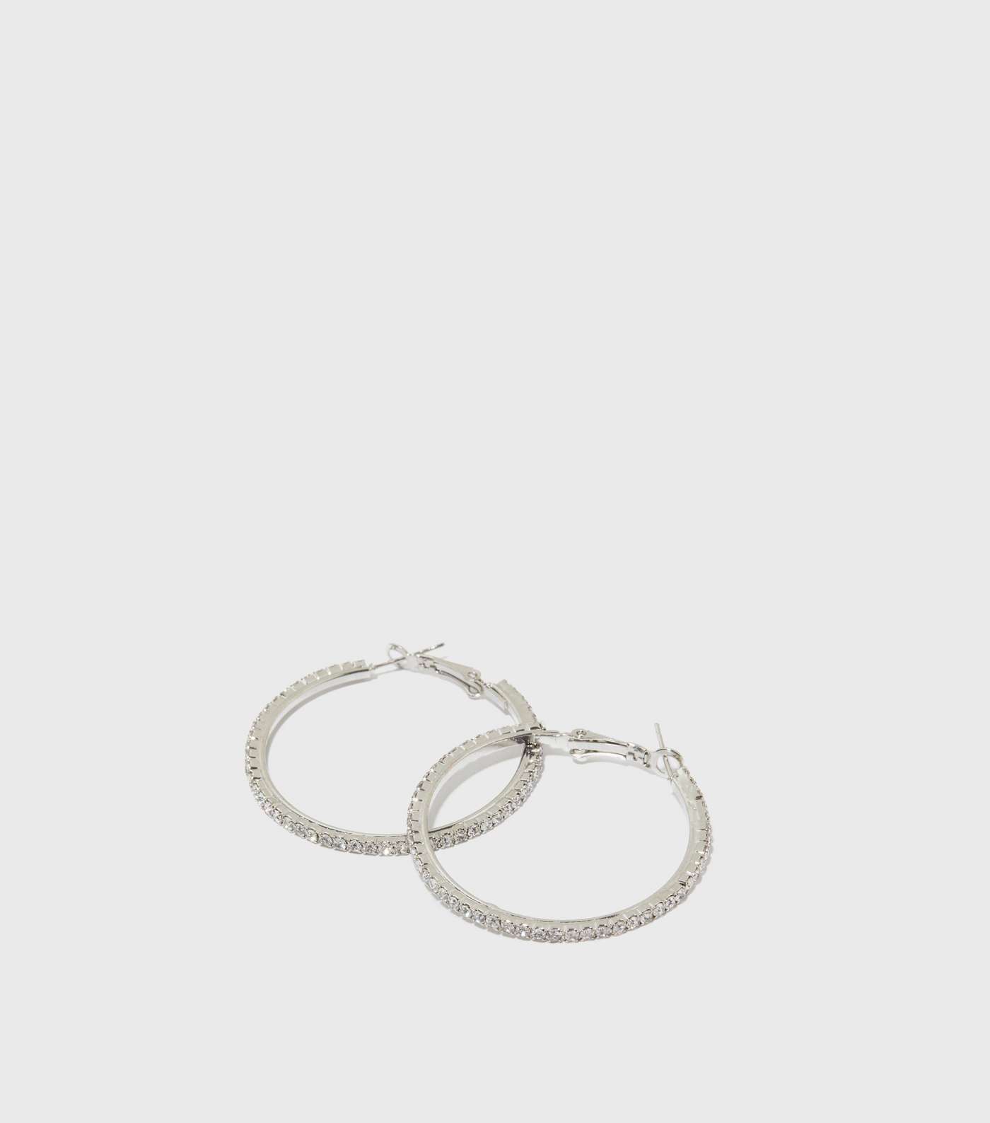 Silver Diamanté Hoop Earrings Image 2