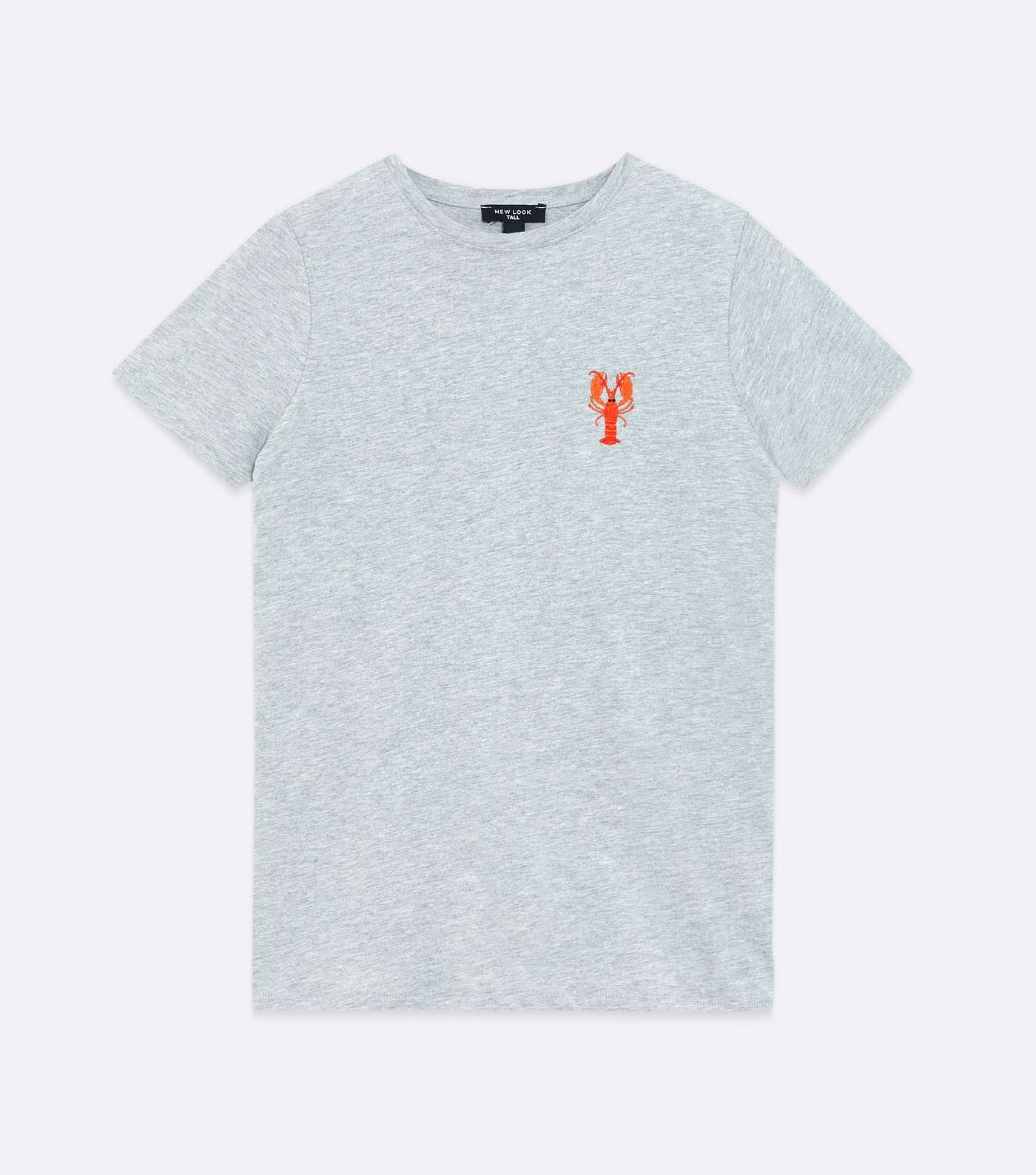 Tall Pale Grey Embroidered Lobster T-Shirt Image 5