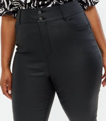Click to view product details and reviews for Curves Black Leather Look Lift Shape Jenna Skinny Jeans New Look.