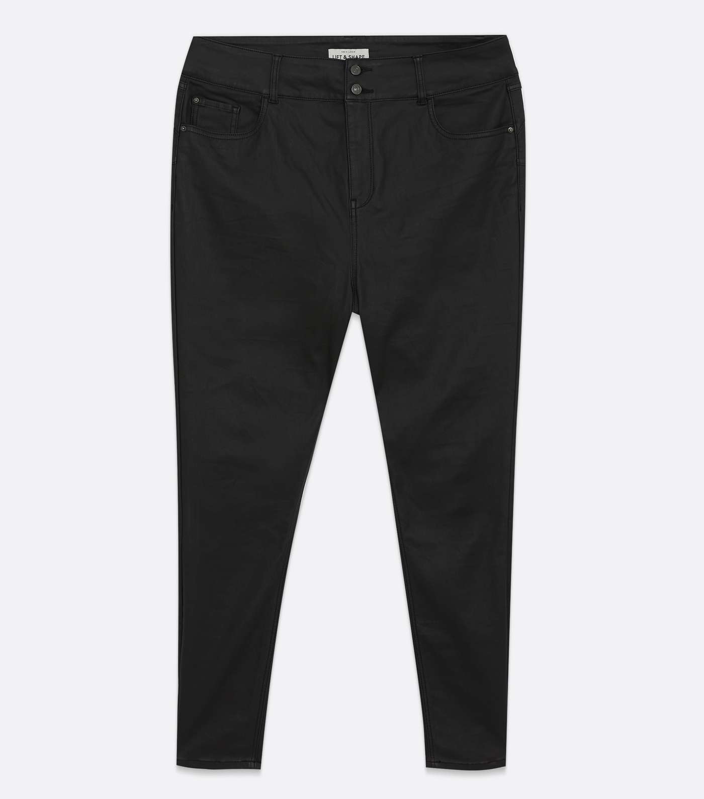 Curves Black Leather-Look Lift & Shape Jenna Skinny Jeans Image 5