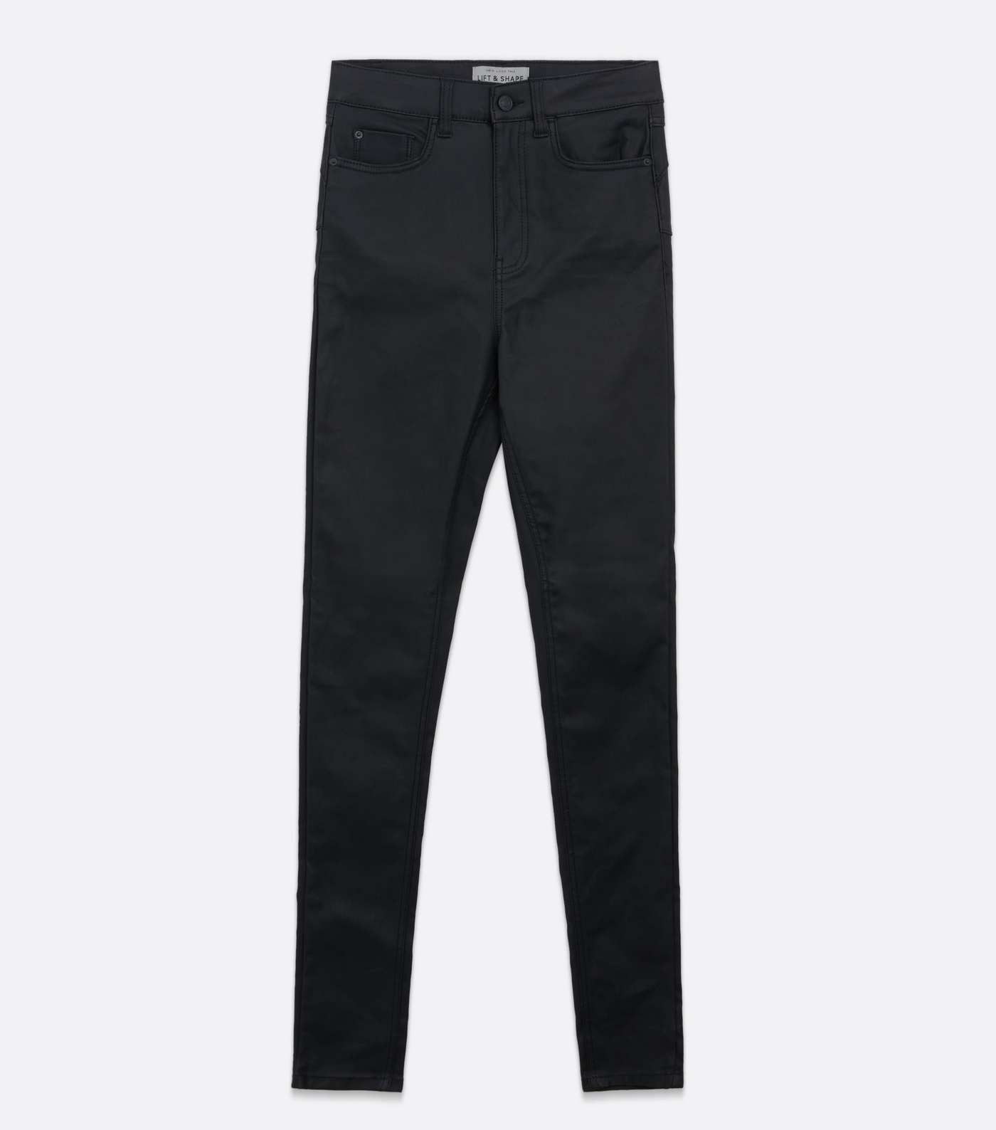Tall Black Leather-Look Lift & Shape Jenna Skinny Jeans Image 5