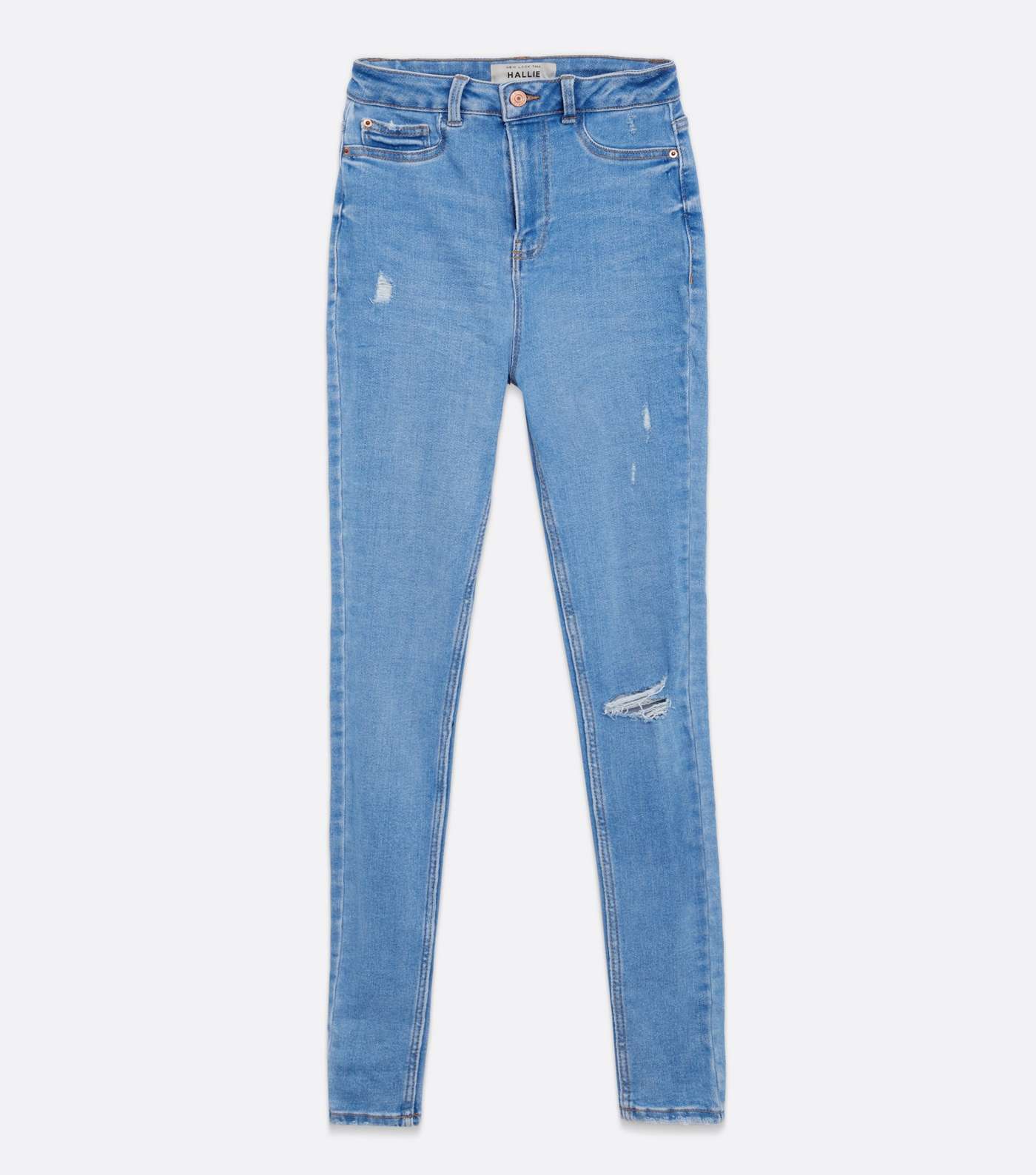 Tall Bright Blue Ripped High Waist Hallie Super Skinny Jeans Image 5