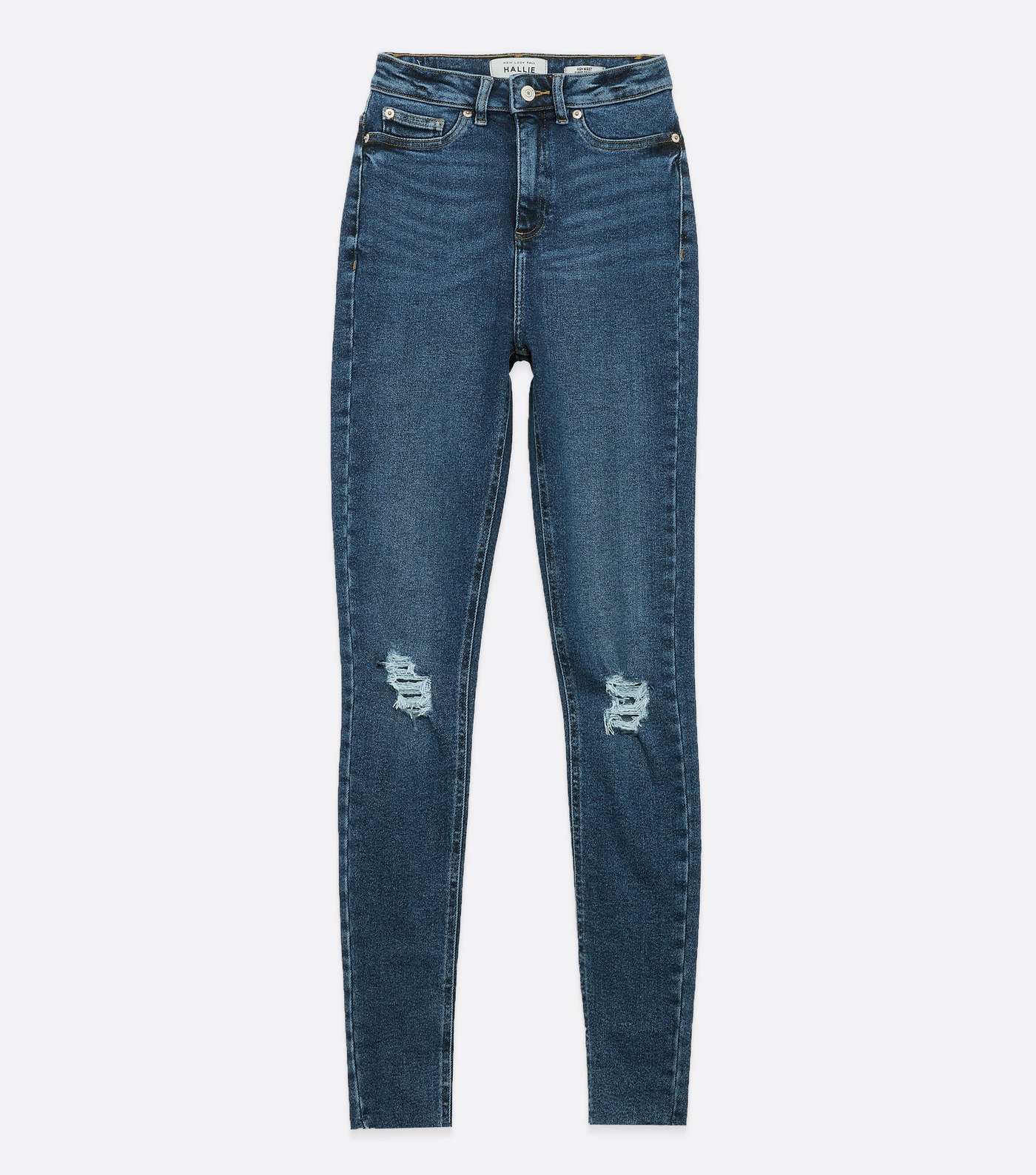 Tall Blue Rinse Wash Ripped High Waist Hallie Super Skinny Jeans Image 5