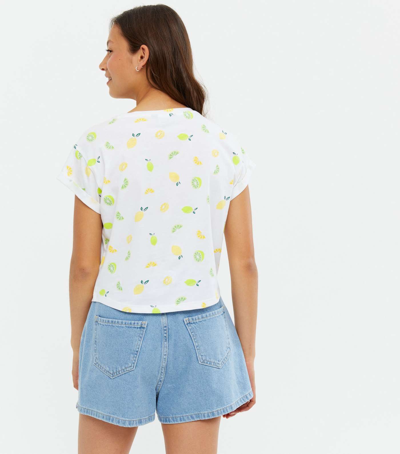 Girls White Lemon Crew Neck T-Shirt Image 4