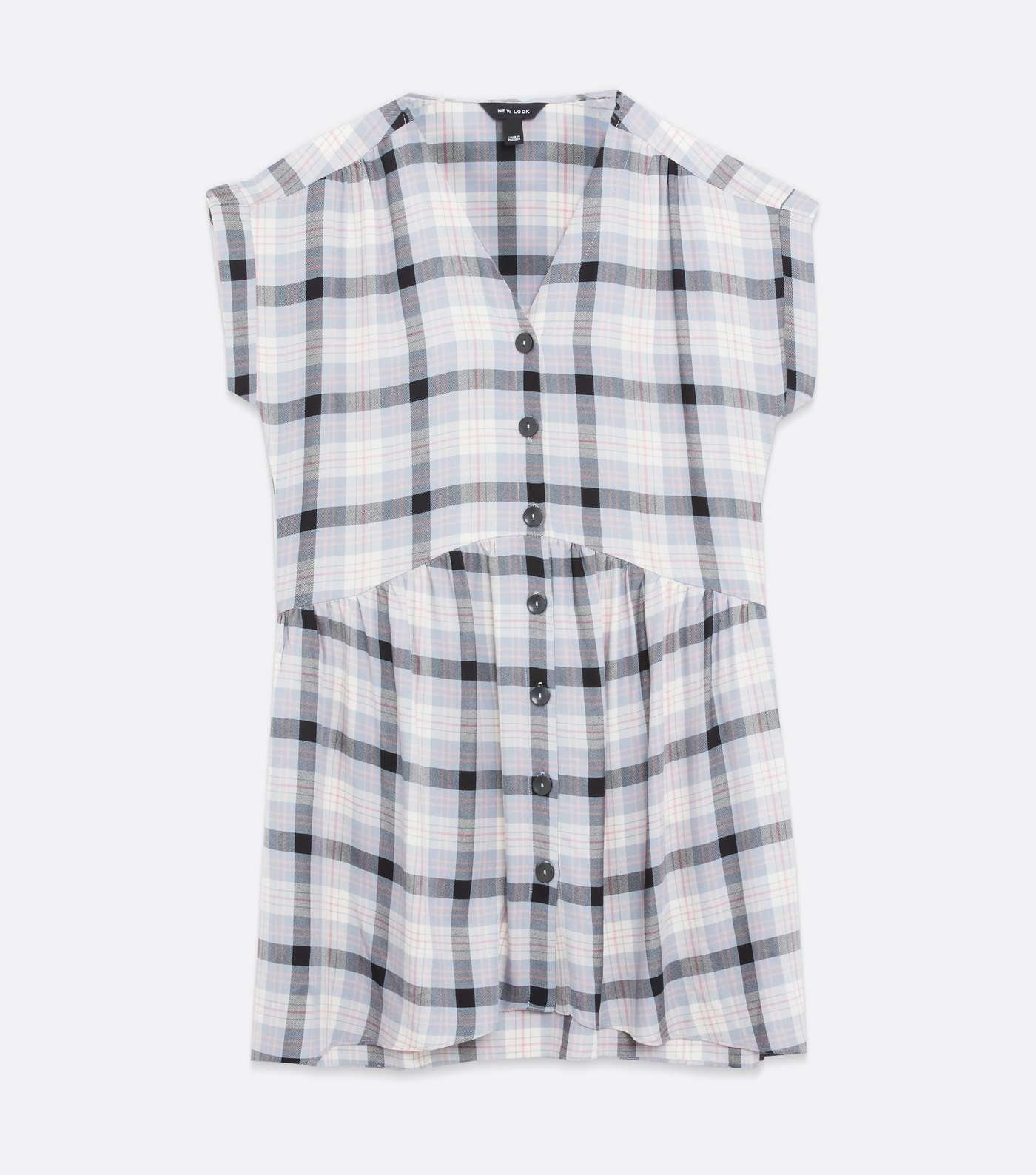 White Check Button Front Smock Dress Image 5