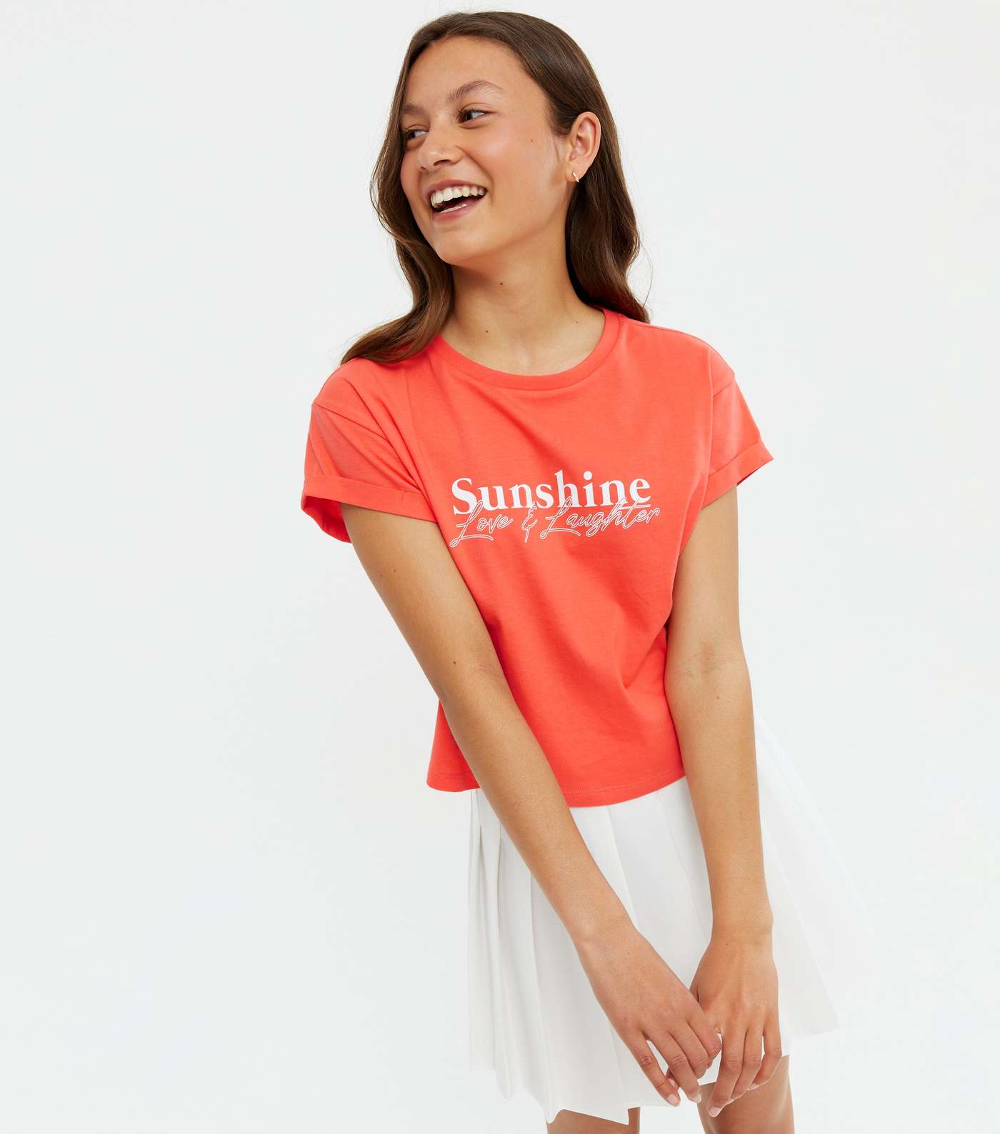 Girls Coral Sunshine Logo T-Shirt Image 2