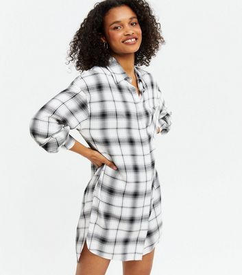 shirt checked dress new look