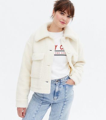 cream teddy trucker jacket