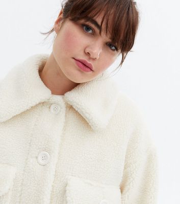 cream teddy trucker jacket